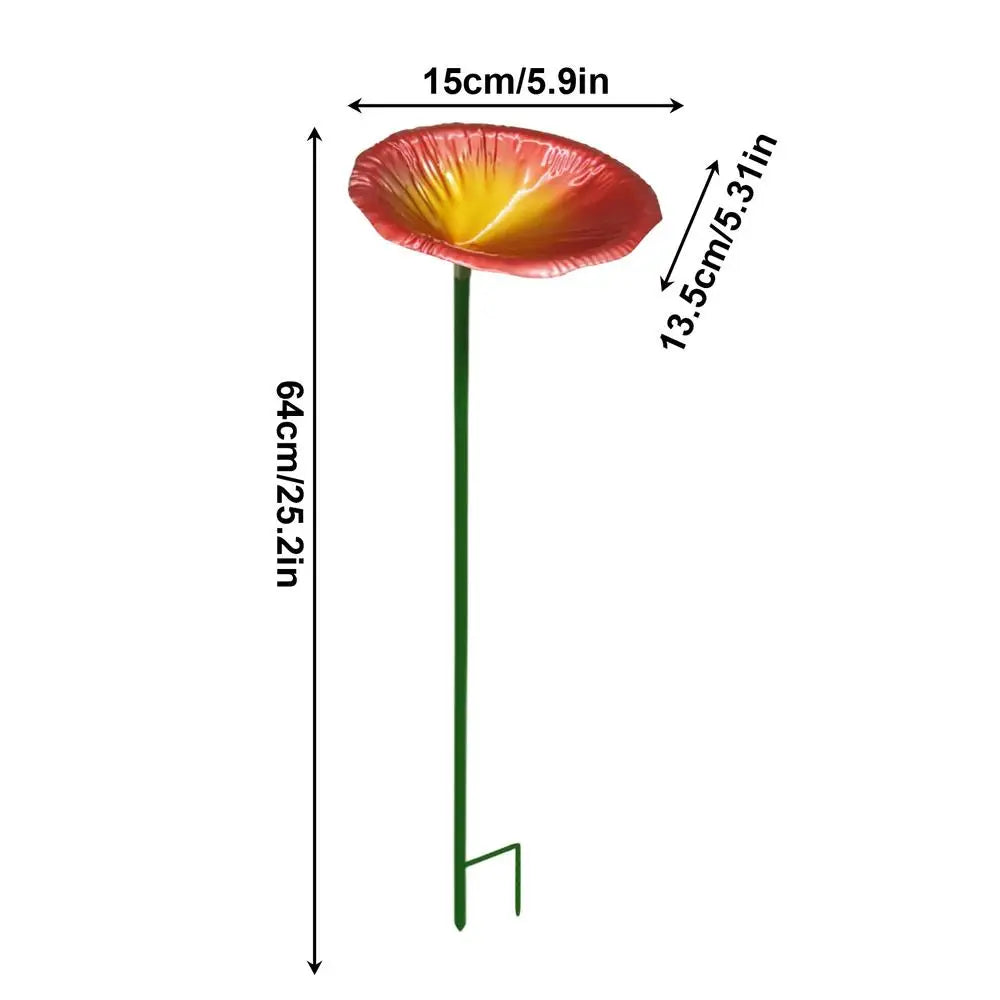 Outdoor Bird Bath Metal Tray Pole With Stake Bird Bath For Window Deck Patio Backyard Yard Balcony Railing Ground Pool Qme Red China Mainland