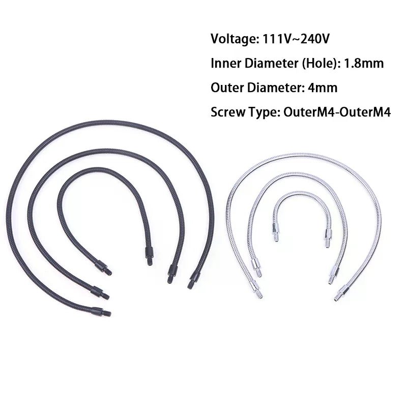 LED M4 Black Silver Microphone Positioning Hose Two External Teeth Qme