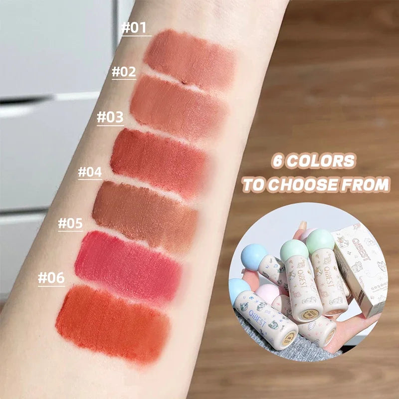 QIBEST Single Color Velvet Matte Mist Lip Gloss Waterproof Non-Stick Cup Lip Glaze Smudge Proof Not Fade Liquid Lipstick Makeup Qme
