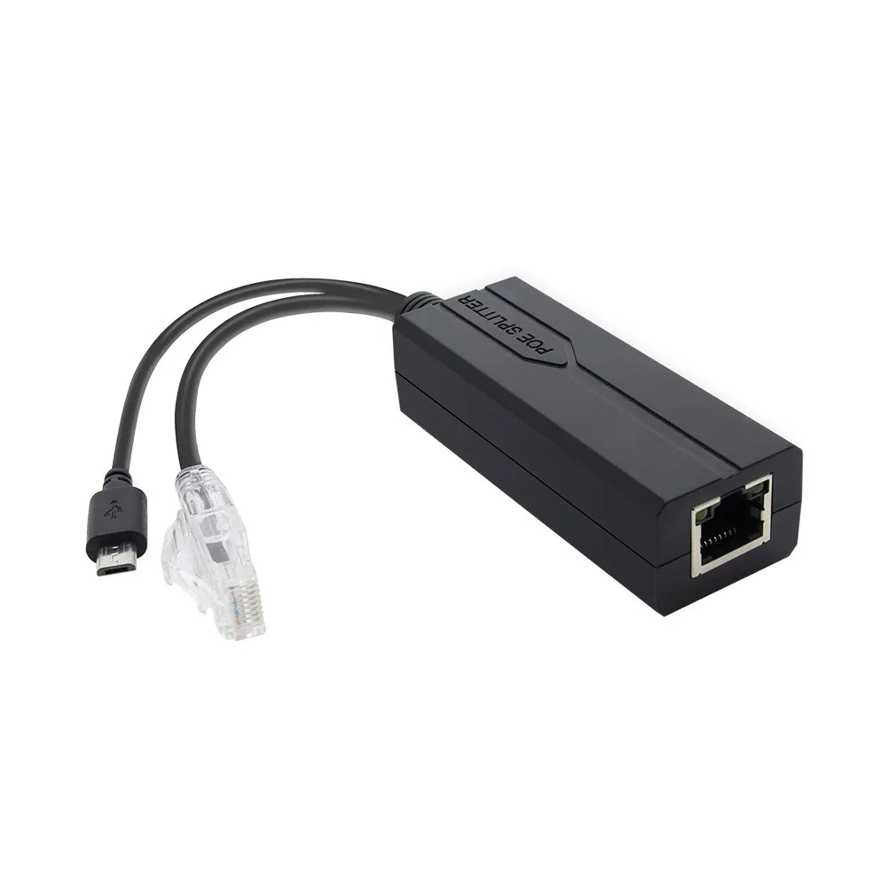 1PCS Micro USB POE Splitter 48V to 5V Power Supply Module for Android Head IP Camera via Ethernet Cable Qme Black