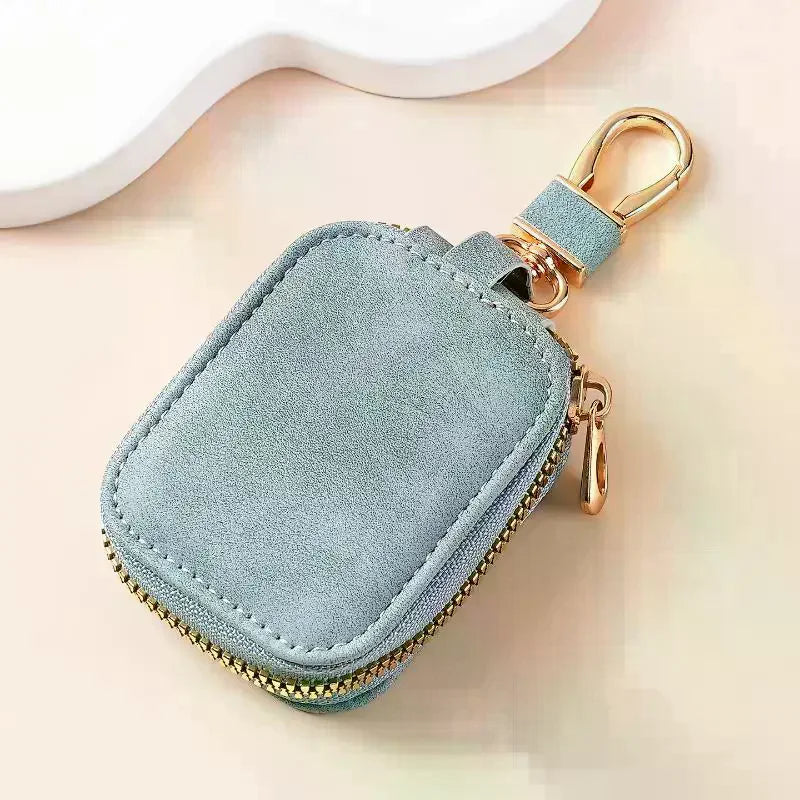 Soft Suede Lightweight Car Key Case Zipper Closure Heavy Duty Metal Qme