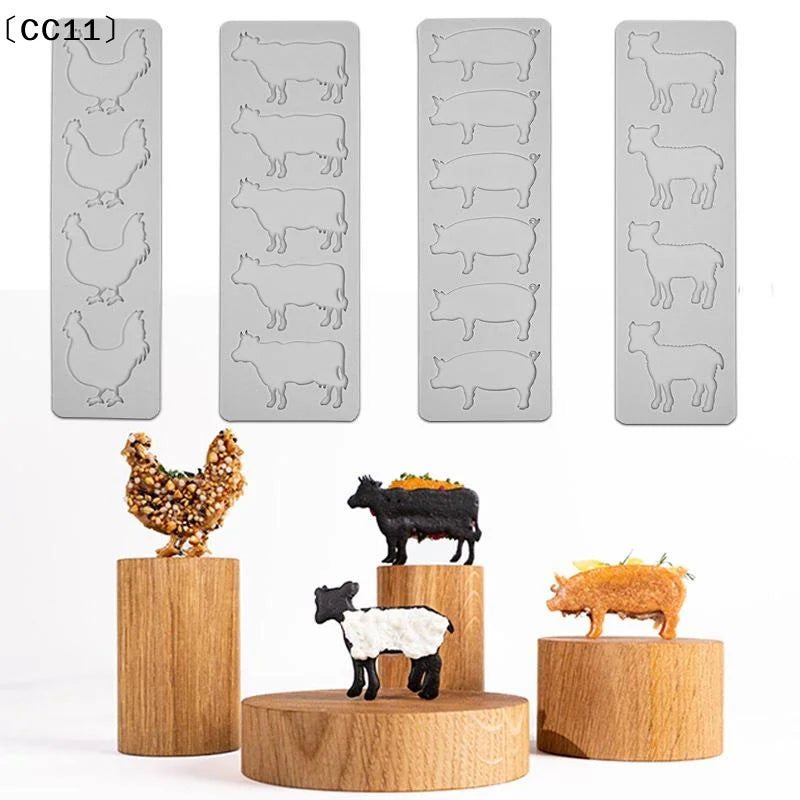Animal Theme Silicone Mold Pad Pig Cow Sheep Chicken Fondant Dessert Qme