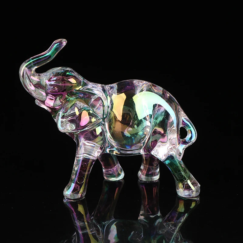 Cute Crystal Elephant Statue Mini Animal Baby Ornaments Handicraft Qme Multicolor