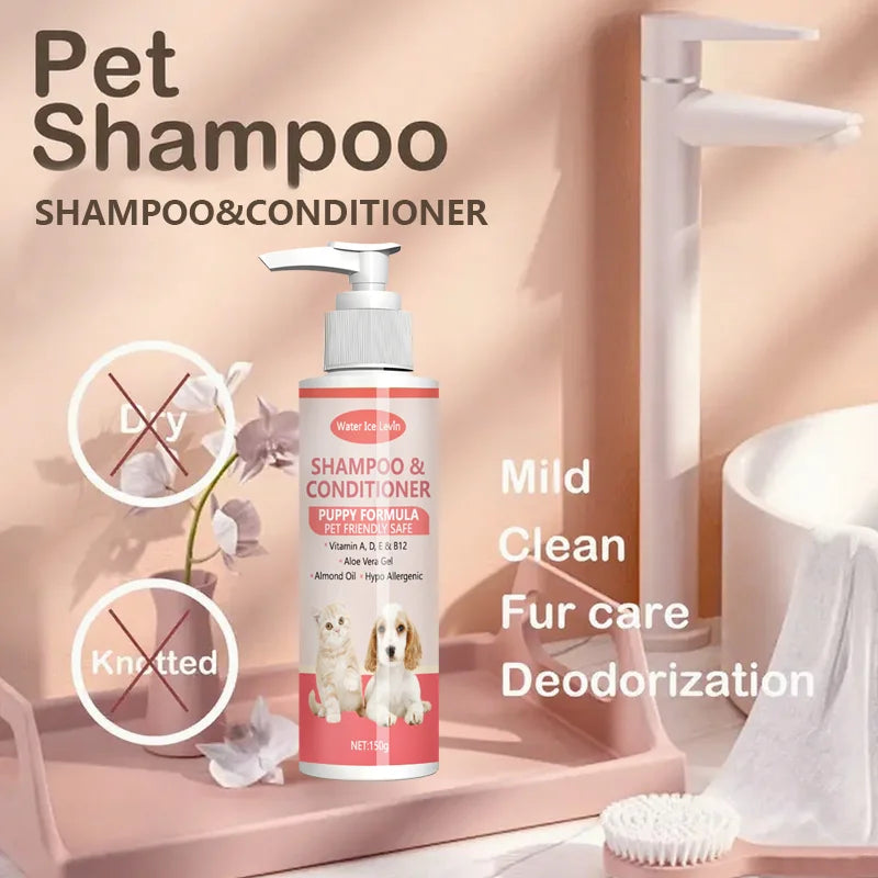 Gentle 2-in-1 Puppy Shampoo & Conditioner with Vitamins & Aloe - Hypoallergenic Formula for Soft, Shiny Coats & Moisturized Skin Qme