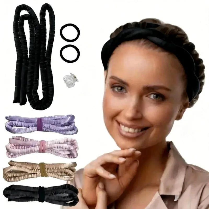 Heatless Curling Rod Headband 0 8 85M No Heat Silk Curls Soft Hair Qme