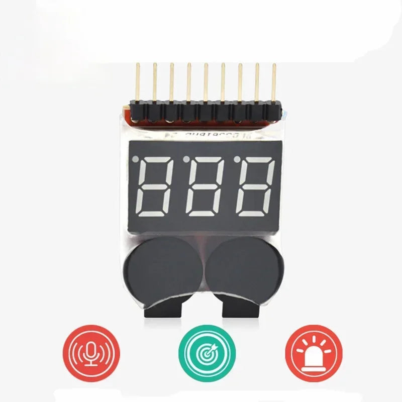 5pcs 1-8S Low Voltage Battery Tester Buzzer Alarm 1-8S Lipo/Li-ion/Fe Battery Voltage 2IN1 Tester Original for RC BB Ring Qme