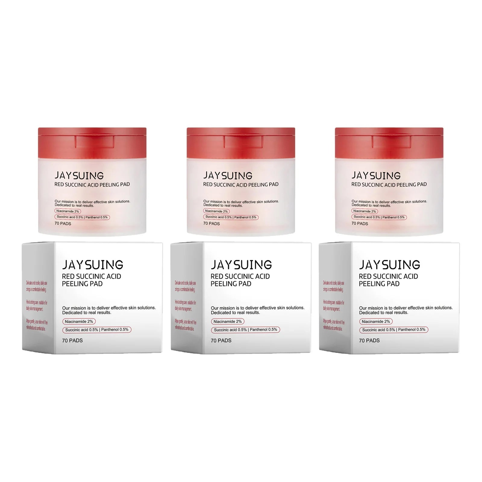 70pcs Red Succinic Acid Peeling Pads Gentle Exfoliation Soothing Moisturizing Delicate Smooth Skin Panthenol Facial Peeling Pads Qme 210pads Boxed