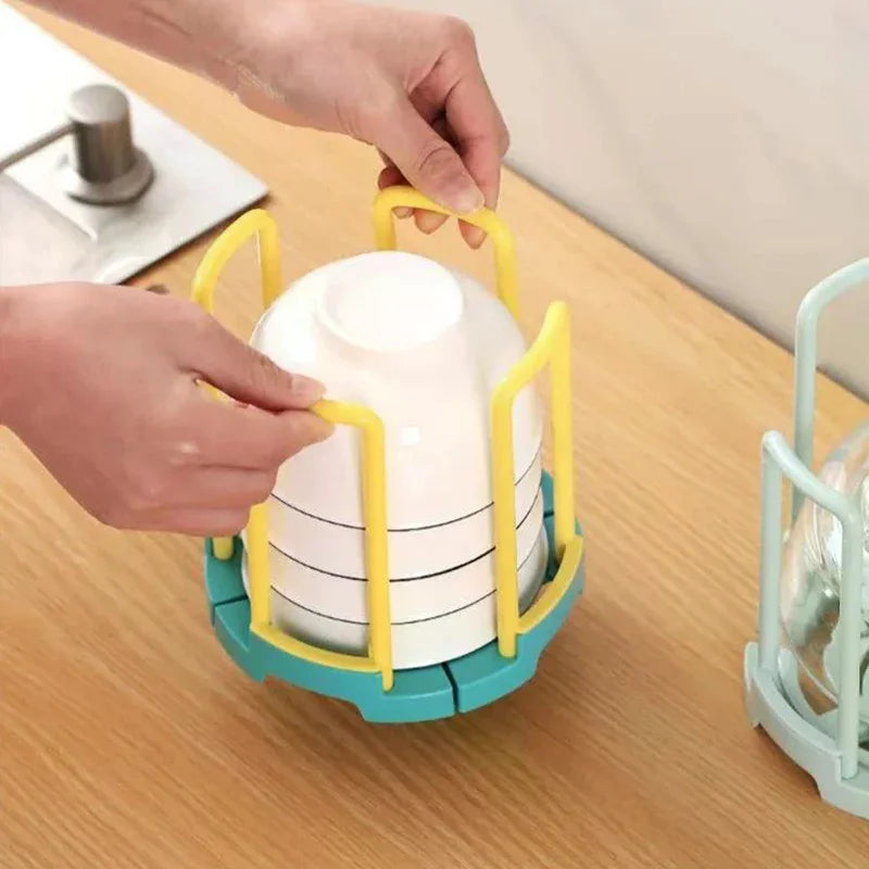 Portable Retractable Bowl Holder Drain Removable Cabinet Dishes Qme