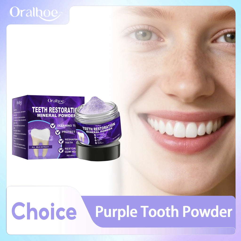 Teeth Whitening Powder Dental Stain Calculus Removal Prevent Caries Oral Hygiene Cleaning Fresh Breath Purple Bleach Toothpaste Qme