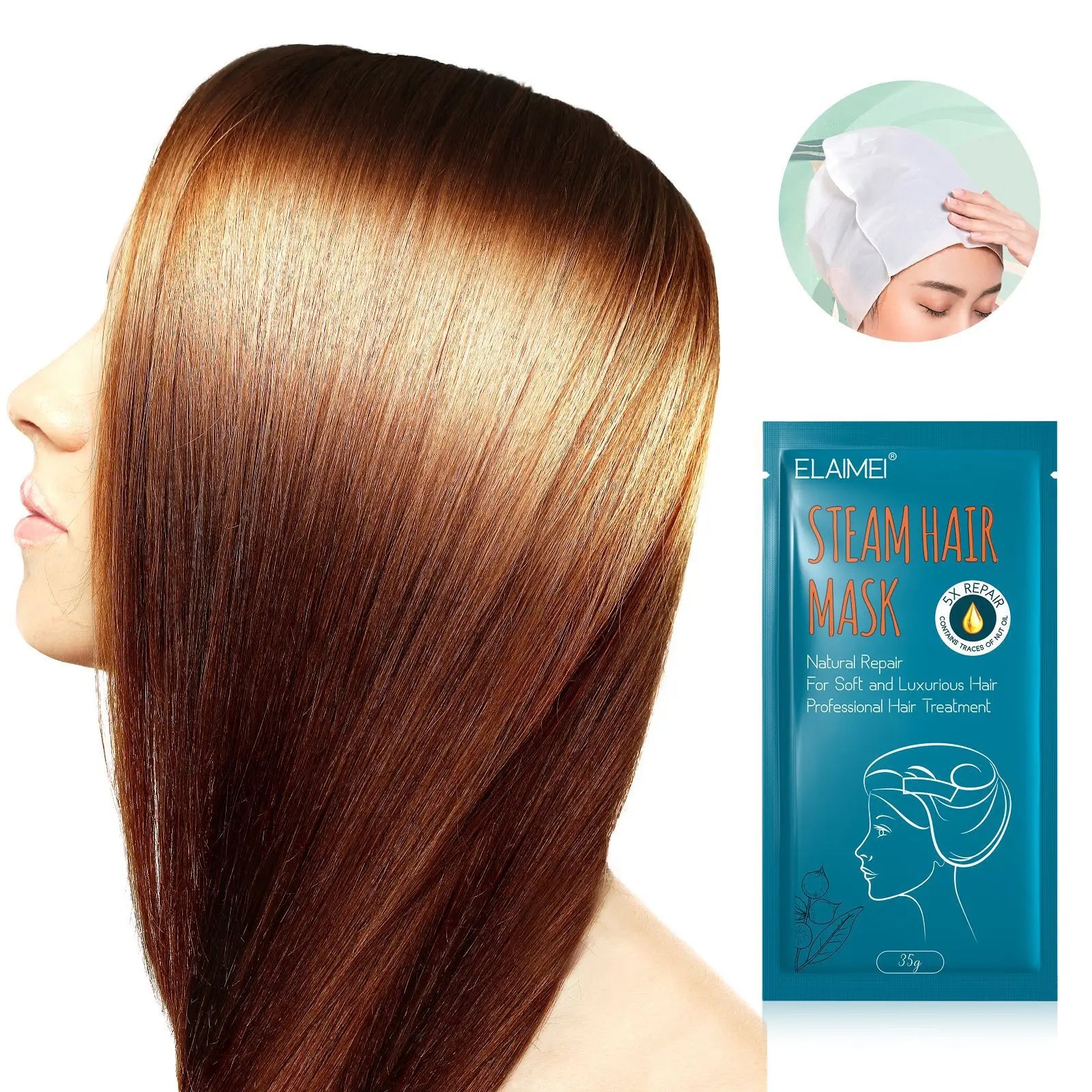 Steam Hair Mask Quick Repair Hair Mask Moisturizing Softens Hair Care Mask Hair Deep Conditioning Treatment Steam Hair Mask Cap Qme