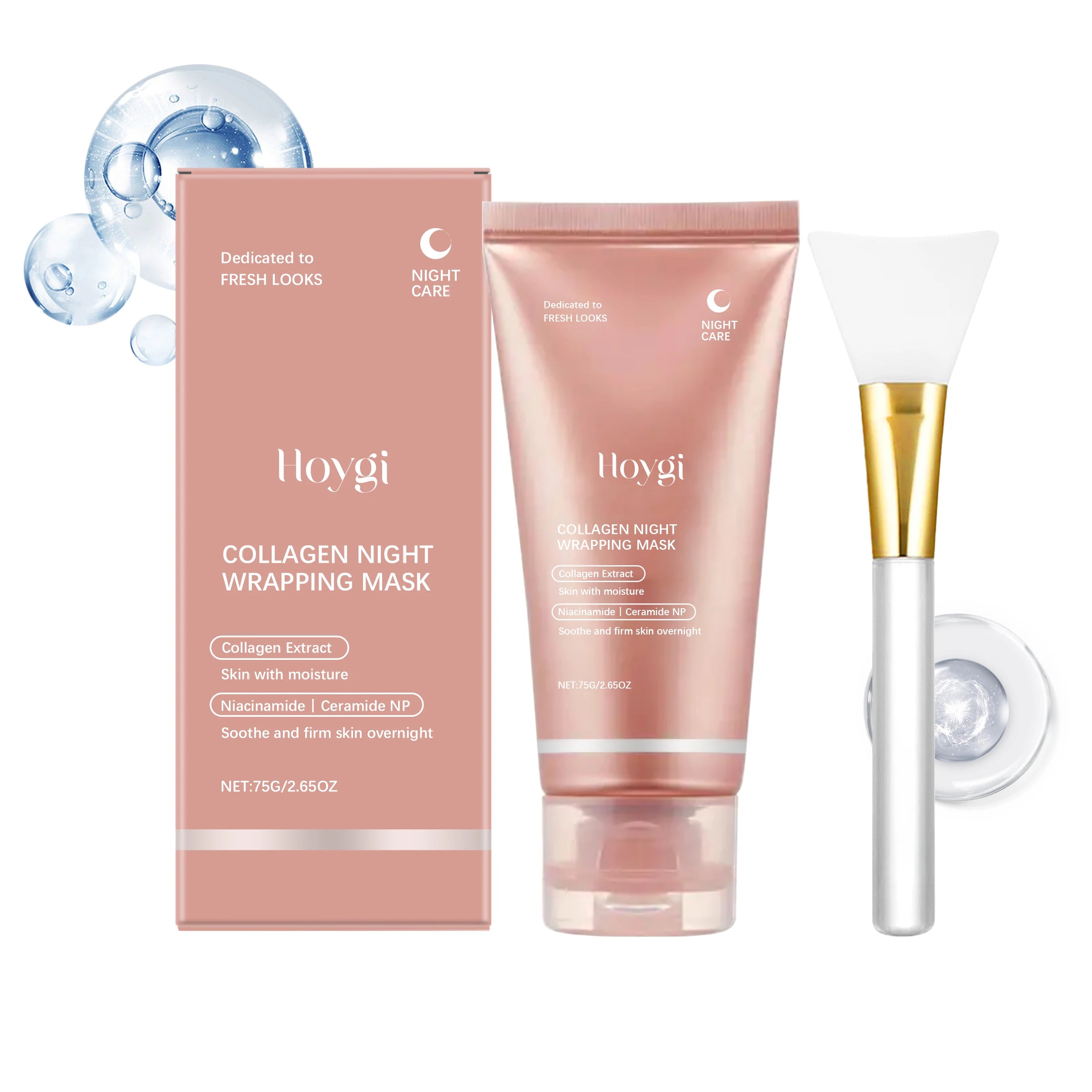 Collagen Peel Off Face Mask Pore Shrinking Hydrating Moisturizing Night Wrapping Mask Cream Firming Skin Peel-off Facial Mask Qme 1 Set