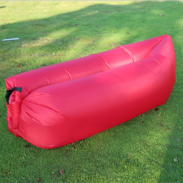 Lazy Inflatable Sofa Portable Beach Camping Air Sofa Air Cushion Outdoor Party Music Festival Adult Inflatable Sleeping Bag Qme Red