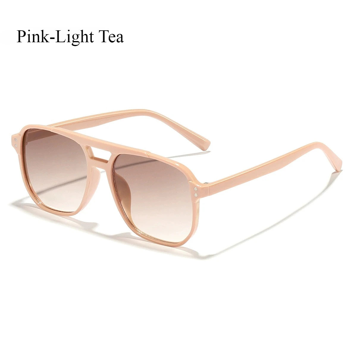 Punk Square Frame Sunglasses Anti-UV Retro Sunglasses Beach Eye Protection Black Shades Glasses for Women Men Travel Accessories Qme Pink Tea