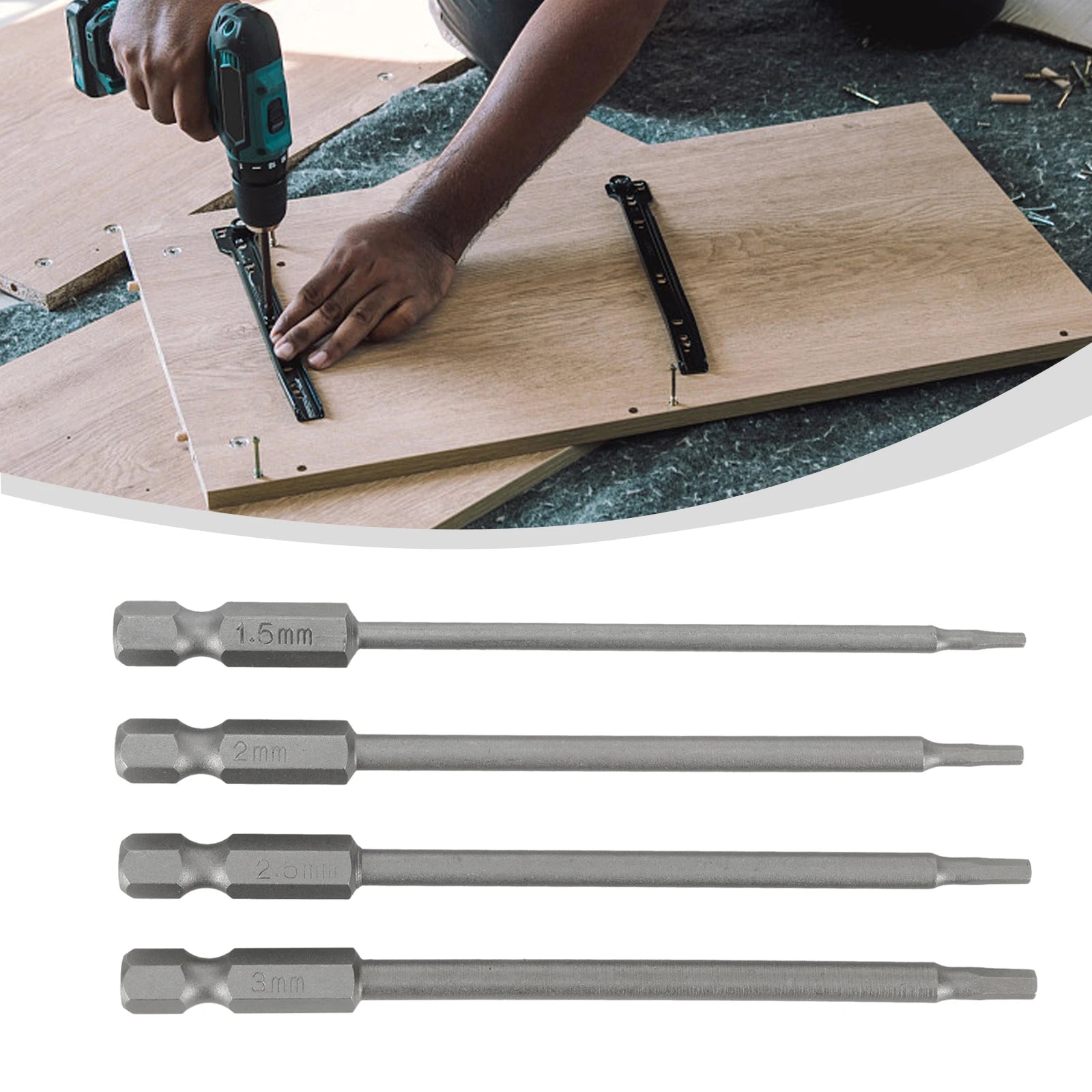 4pcs 1.5mm 2.0mm 2.5mm 3.0mm Hex Shank Magnetic Head Screw Driver Screwdriver Drill Bit Long Extension Bar Tools Qme