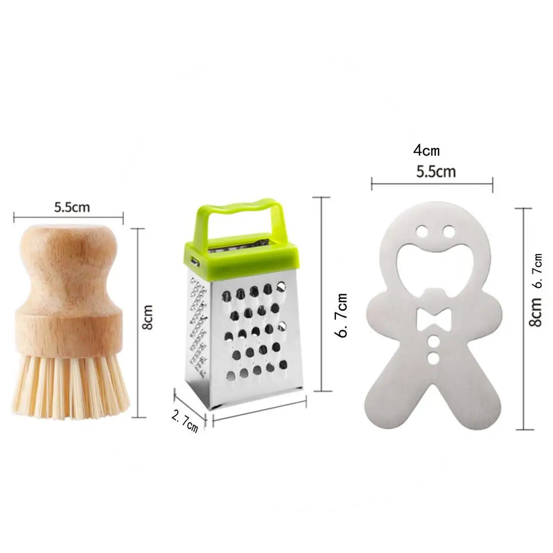 A Lovely Cat Paw Doll Keychain Beer Opener Pendant, Multi Function Vegetable Cutting Grater, Household Kitchen Dish Scrub Brush Qme 3 piece kitchenware7
