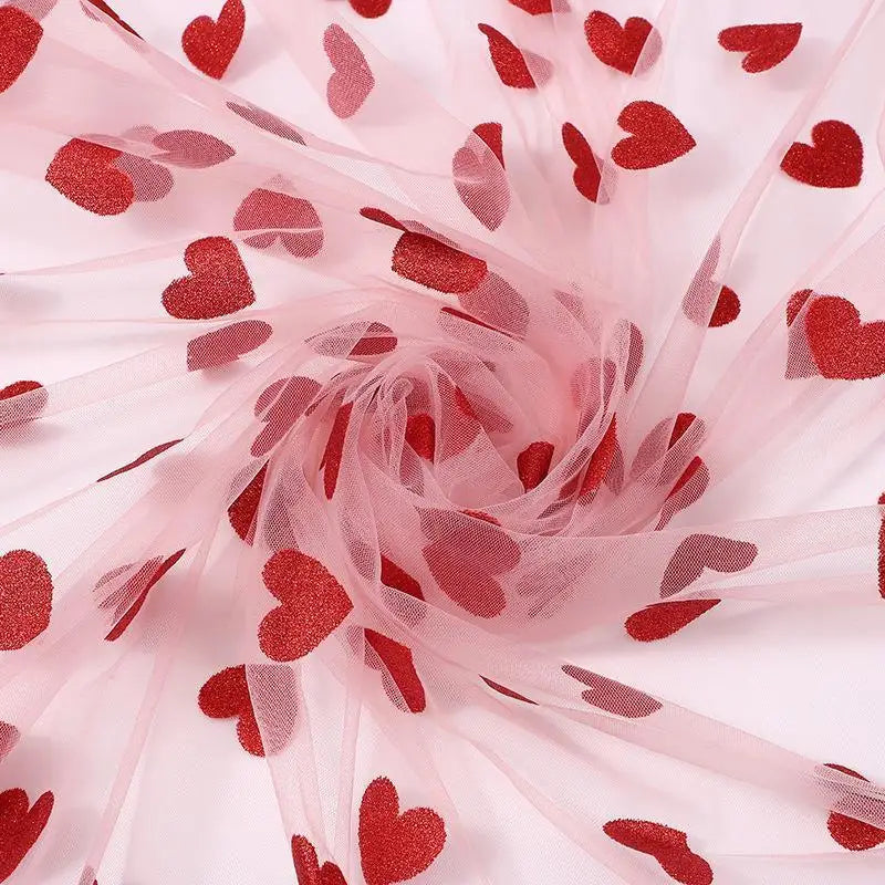 Red Heart-shaped Mesh Tablecloth Perfect For Decorating Wedding Banquets Parties And Romantic Valentines Day Candlelight Dinners Qme