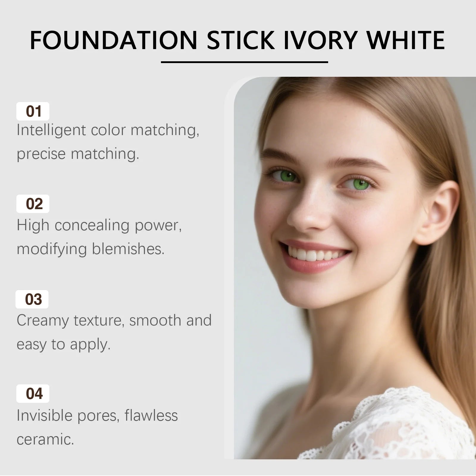 Foundation Make-Up Stick Double Head with Brush 3 Colors Lightweight Moisturizing Brighten Matte Concealer 2IN1 Foundation Stick Qme
