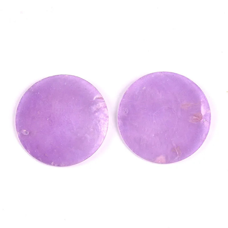 5/10pcs Colorful Round 2 Hole Shells Pendant Hanger DIY Jewelry Making Necklace Charms Gift Decoration Handmade Accessoires 50mm Qme