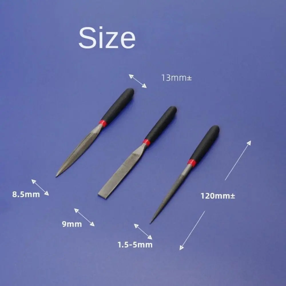 Set Hand Tool Small Steel Files Craft Carpentry Tools Needle Flat File Flat File 118mm Length Needle Filing Metal Qme