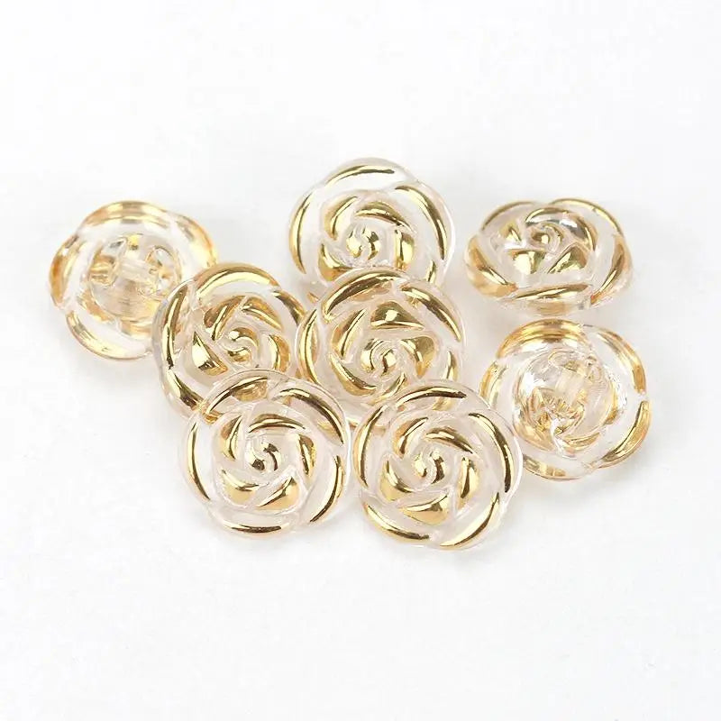 Pcs Durable Acrylic Buttons in Rose Design for Clothing Crafting Qme Gold