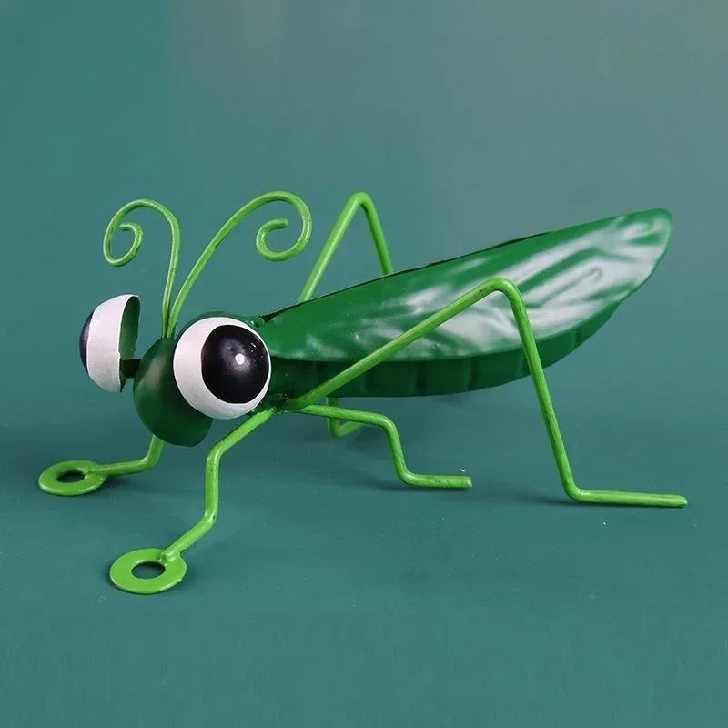Garden Cute Metal Grasshopper Statue Decoration Outdoor Tree Wall Art Garden Grasshopper Statue Decoration Courtyard Backyard Qme Green