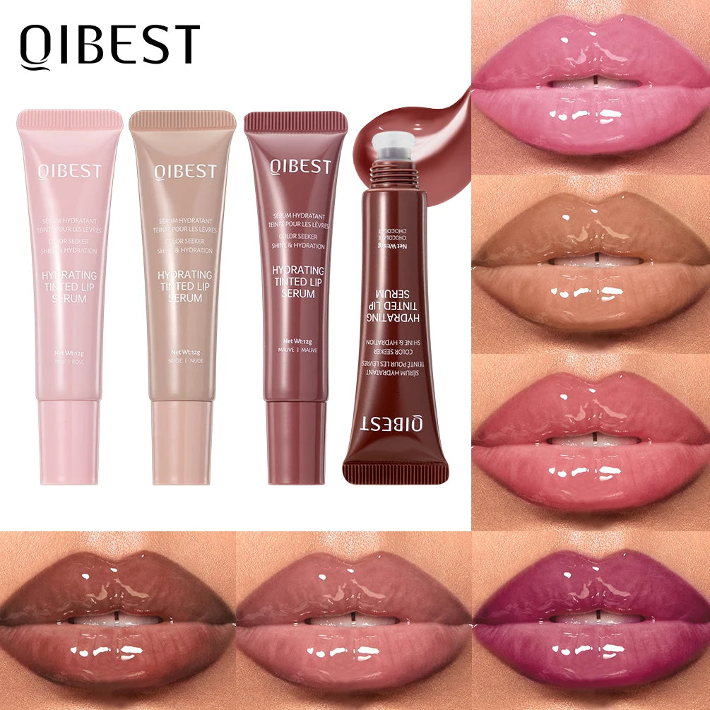 QIBEST 6 Colors Watery Crystal Jelly Lip Oil Balm Moisturizing Smoothing Lip Lines Jelly Pout Lip Gloss Glass Lip Glaze Cosmetic Qme