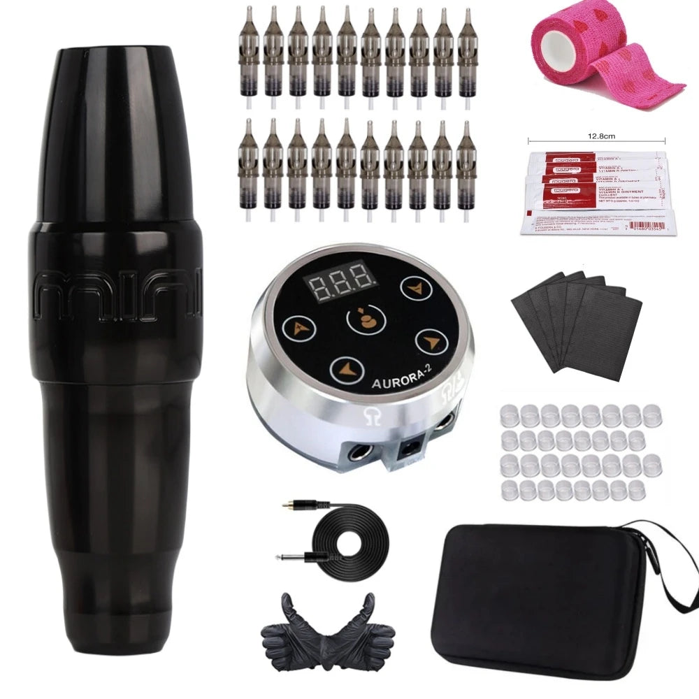 Brand New MINI PMU Permanent Makeup Tattoo Pen Machine Gun Kit Set Rotary Swiss Motor For Eyebrow Lip With Carry Case Box Supply Qme Black Kit SR