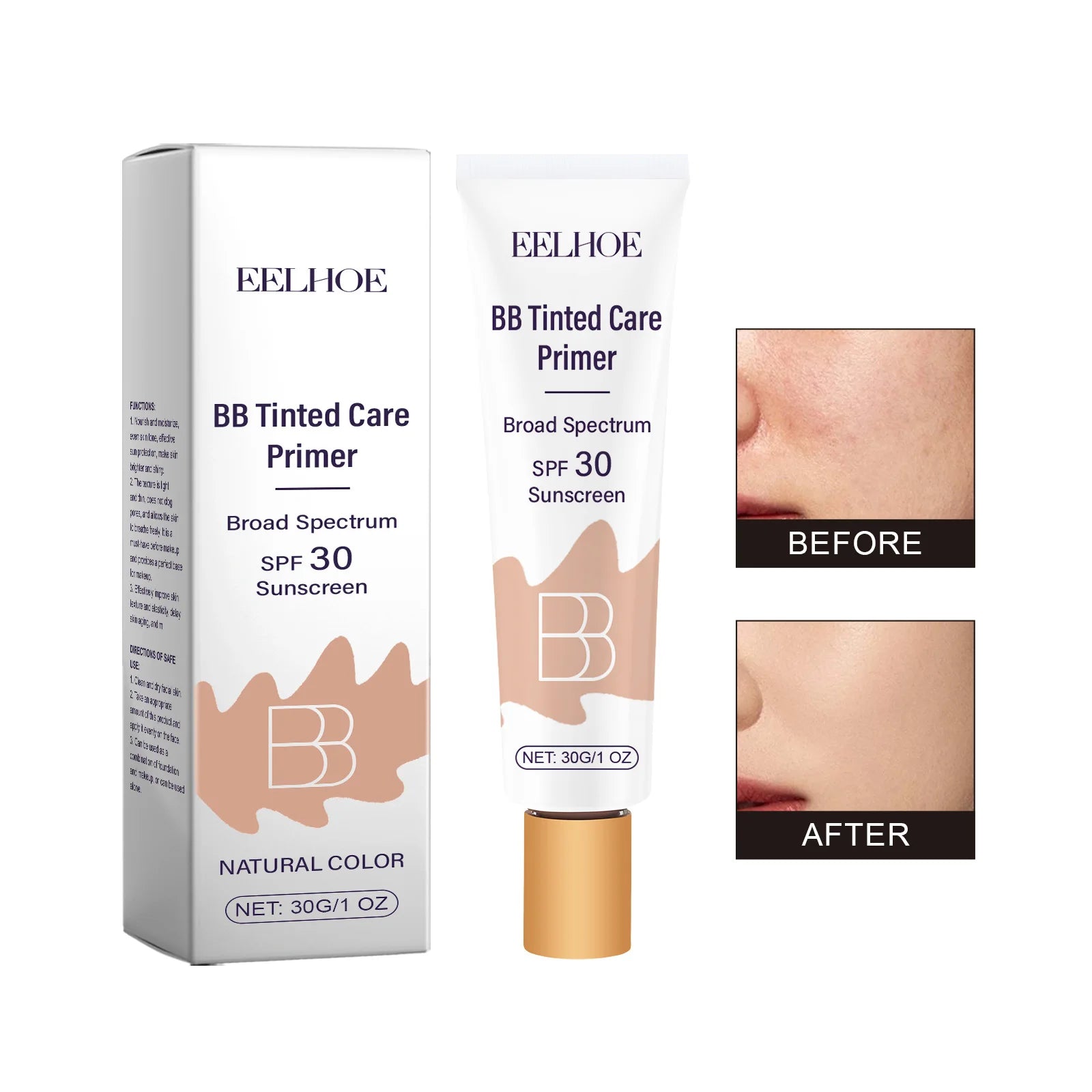 Protective BB Cream - Coverage for Facial Blemishes, Moisturizing, Daily Protection Tinted Moisturizer Light Qme Natural