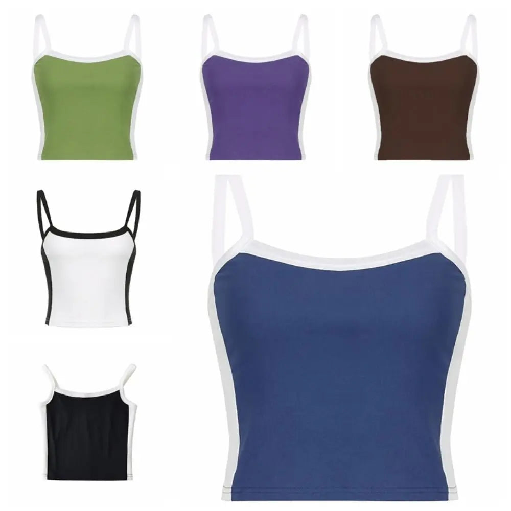 Basic Sweet Slim Crop Spicy Girls Bottoming Shirt Sleeveless Square Qme