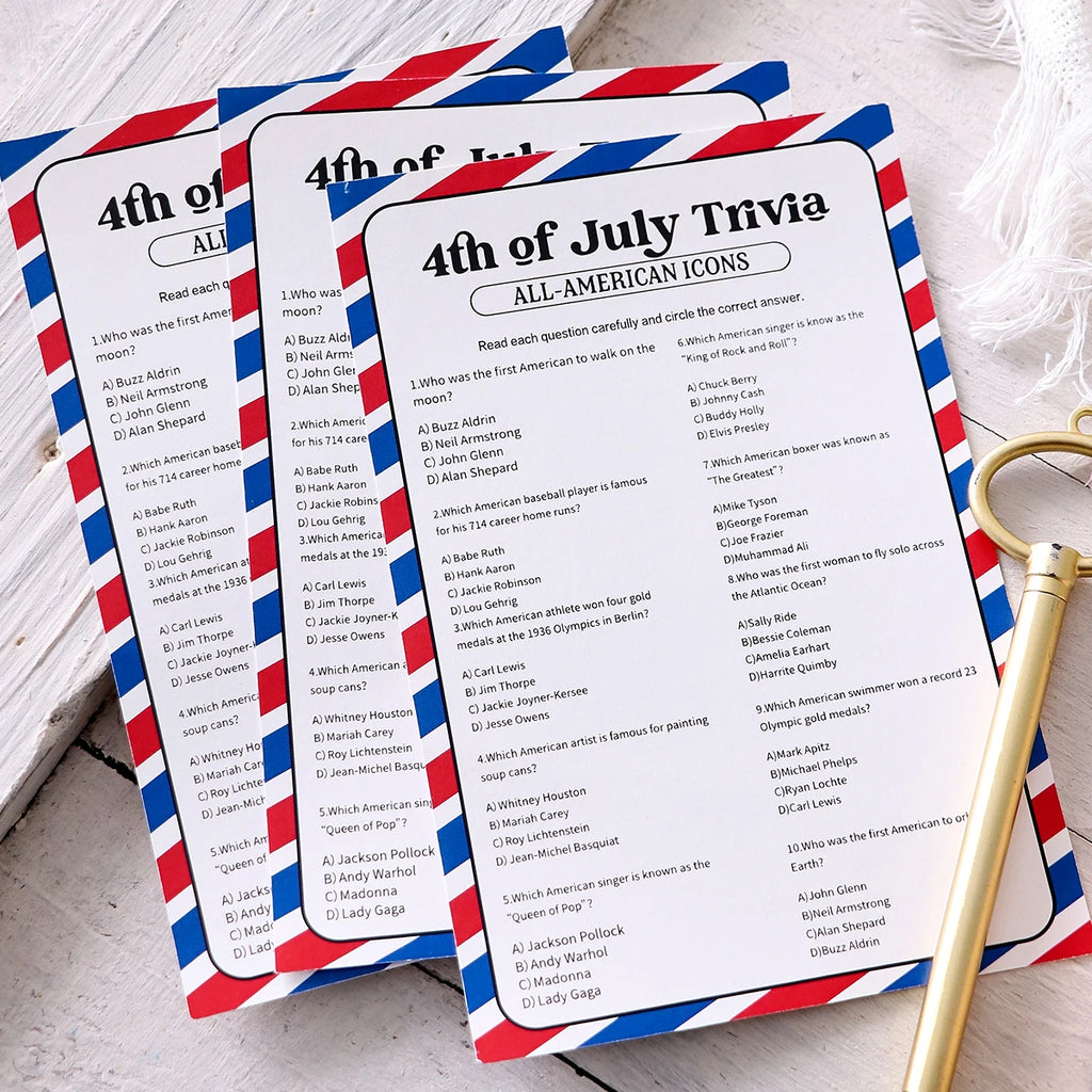 5–30 Pcs Red and Blue Striped American Independence Day Game Cards: Perfect as Independence Day Gifts or Party Favors Qme