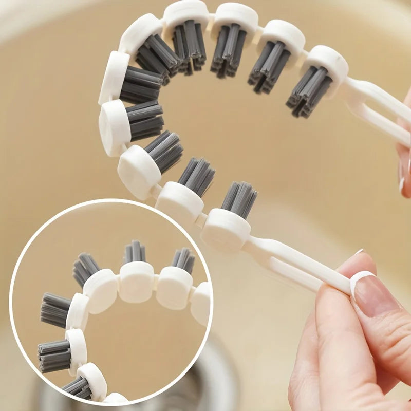 1pc Bendable Cleaning Brush, Soft Bristle Crevice Brush, Sink Cleaning Brush, Bathroom Tub Tile Floor Wall Groove Cleaning Brush Qme