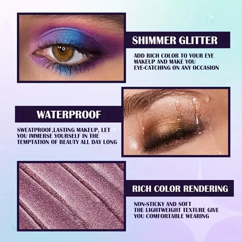13-Shade Waterproof Liquid Eyeshadow Palette Shine Long-lasting Qme