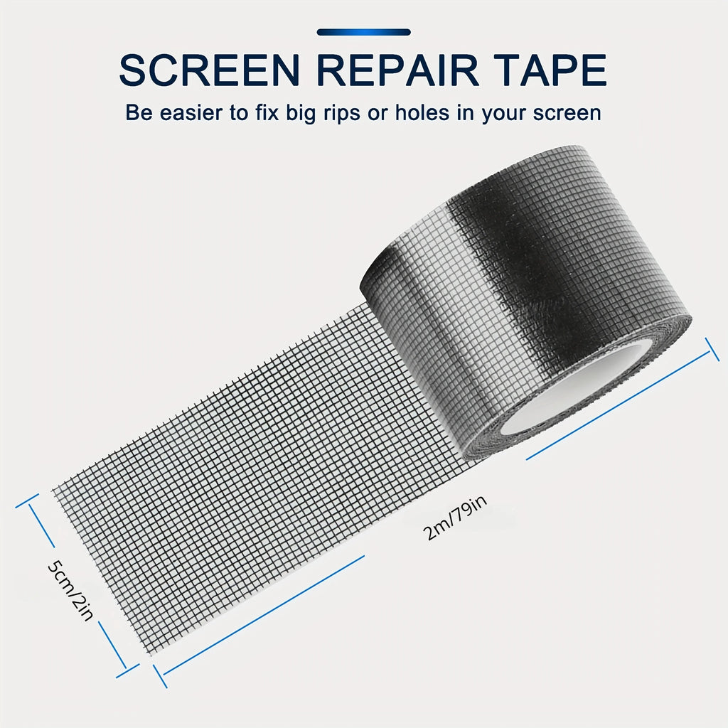 1 Roll Window Screen Repair Tape, Adhesive Mesh Tape For Covering Window Door Tears Holes Screen Patch Repair Kit Qme