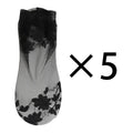 5 Pairs Lot Socks Breathable Elastic Women's Lace Transparent Qme A- 5 pairs
