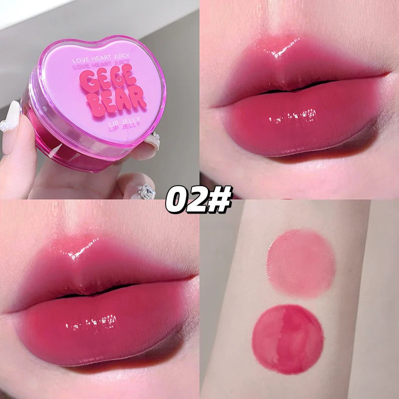 Gege Bear Loveheart Lip Jelly Glaze Moisturizing Jam Gloss Honey Qme GX1389-2