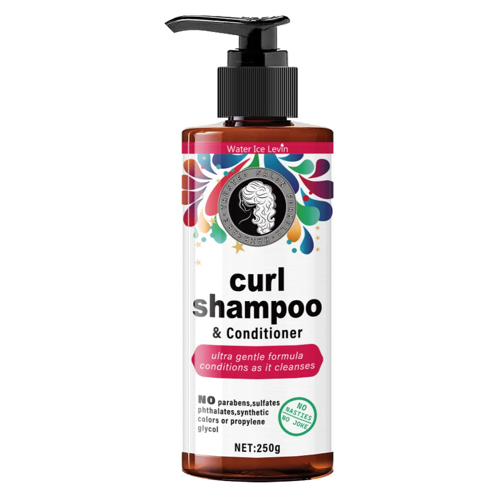250g Curly Hair Shampoo and Conditioner - Ultra Gentle, Moisturizing Formula, Suitable for Voluminous, Light, and Natural Hair, Promotes Vitality, Contains Glycerin, Unisex, for Normal Hair Types Qme One Bottle