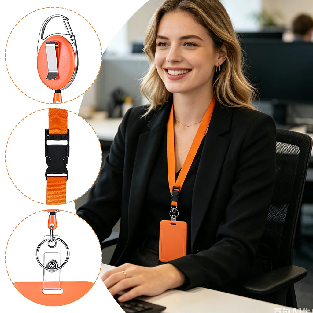Solid Color Lanyard for Working Permit Case Keys ID Tag Name Badge Holder Pass Bus Access Employee's Work Card Cover Qme