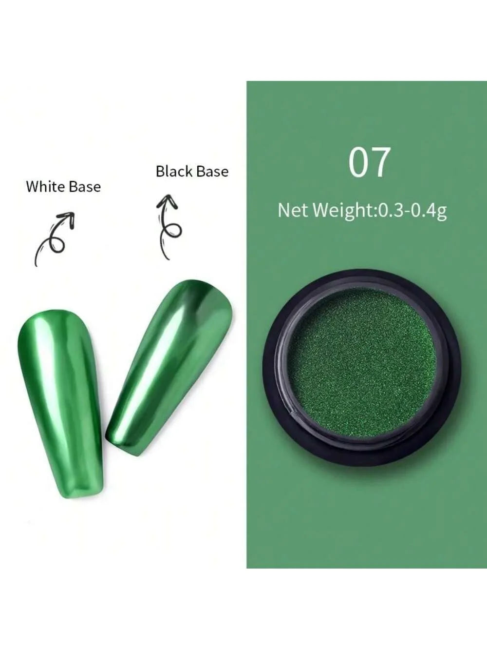 1 Box Nail Powder Chameleon Mirror Chrome Pigment Glitter UV Gel Dust Qme green