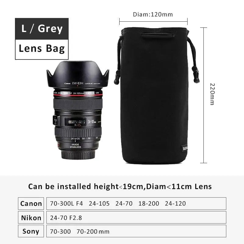 Camera Lens Bag Waterproof Organizer Photographers Travel Hiking Qme A6
