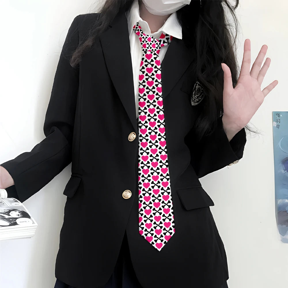 Skeleton Parts Creative Novelty Tie Fashion Funny Cartoon Skull Print Qme