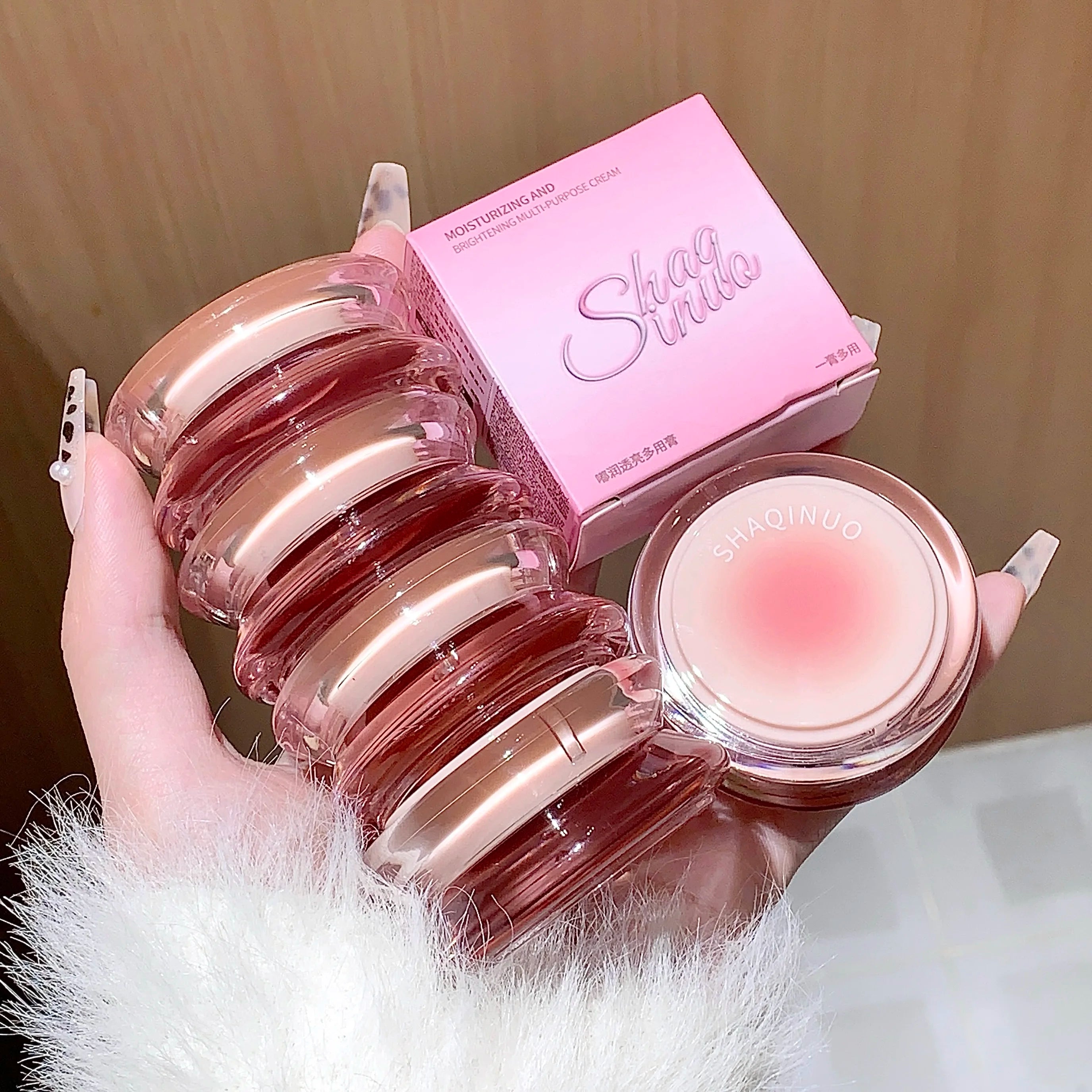 SHAQINUO Multi-use Lip Cheek Balm Hydrating Dewy Finish Long-lasting Qme