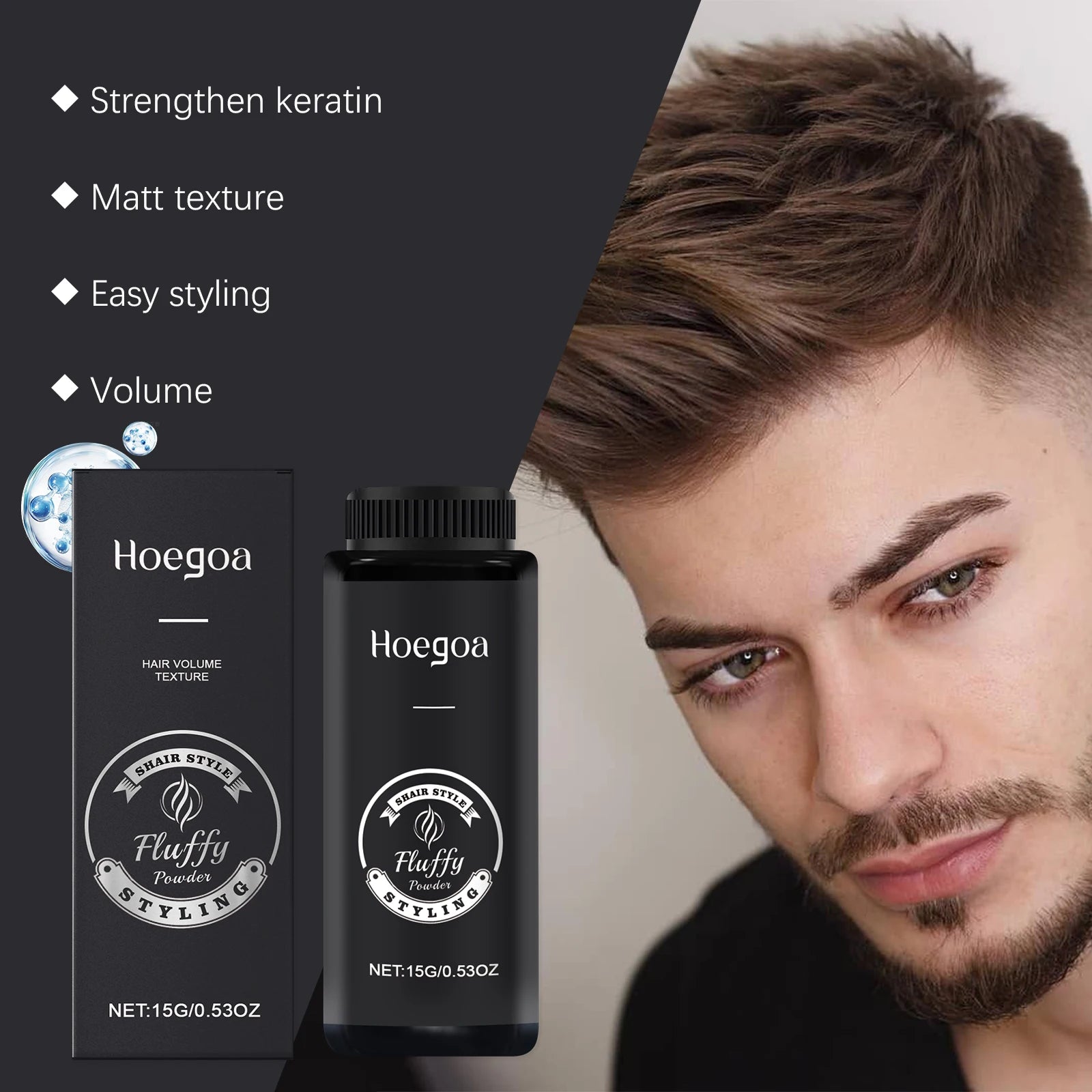 Matte Hair Styling Fluffy Hair Powder Volume Texturizing Fiber Build Up Oil Control & Thicker Looking Hair Finish for Men Women Qme