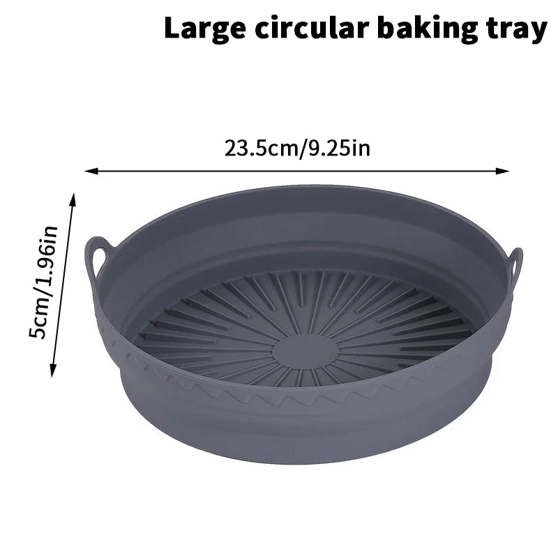 Foldable Air Fryer Silicone Mould Reusable Basket Food Safe Non Stick Qme LC2