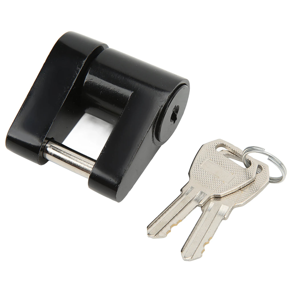 Black 1/4in Trailer Lock Zine Alloy Anti Theft Trailer Hitch Coupler Lock with 2 Keys for RV Truck Trailer Lock Qme