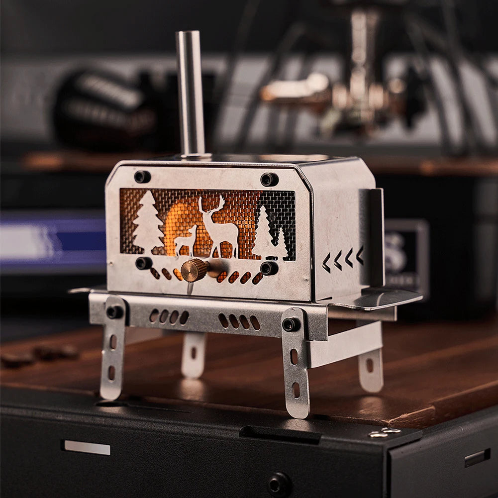 Mini Tent Stove with Chimney Outdoor Firewood Stove Stainless Steel Wood Burning Stove for Outdoor Cooking BBQ Qme