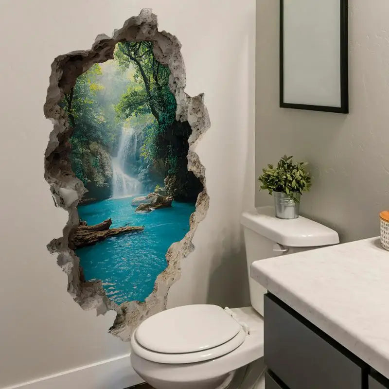 Bedrooms Room Bathroom Home Decoration Stickers Creative Hole Valley Qme