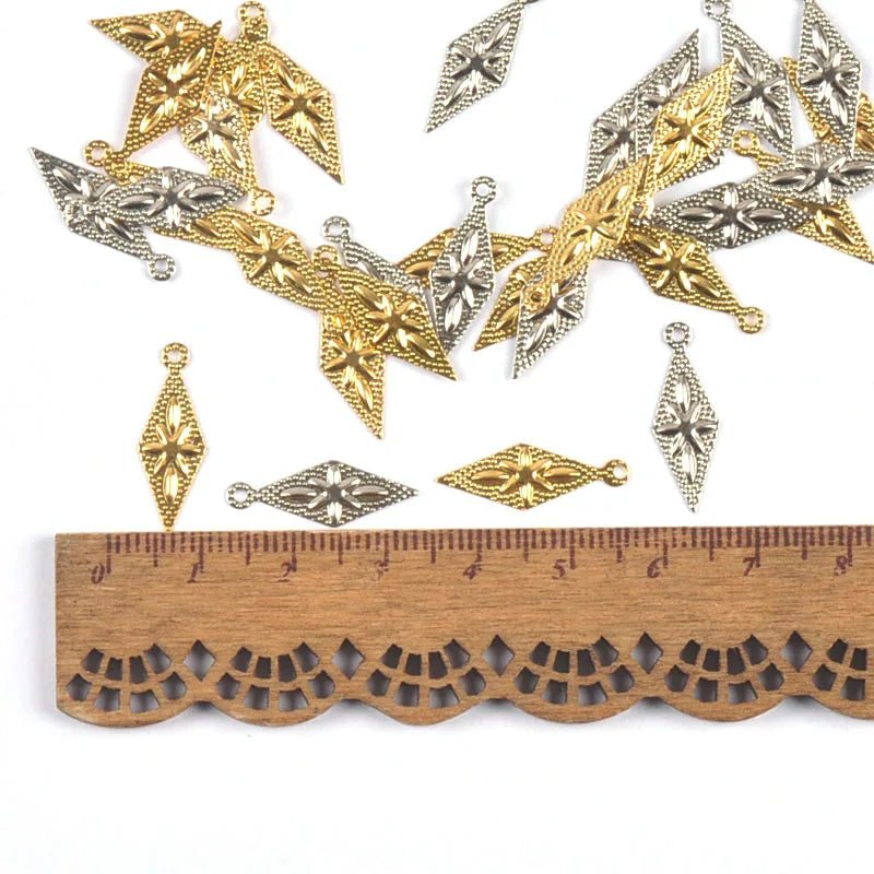 10Pcs Rhombus Filigree Wraps Connectors For DIY Jewelry Accessories Findings Home Decor Making Scrapbook Metal Crafts yk0911 Qme