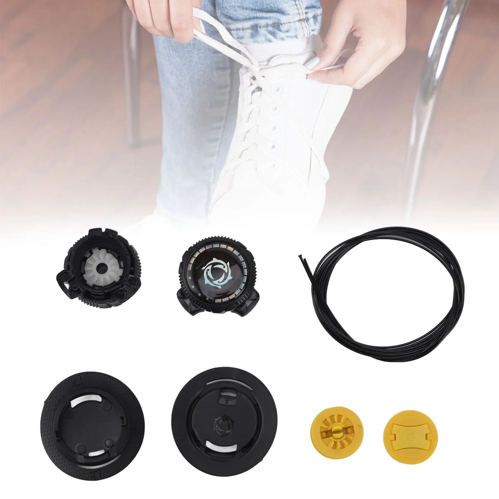 4 Sets Rotating Buckle Shoes Laces Steel Wire Elastic No Tie Shoelaces Black S Size Rotating Buckle Shoes Laces Qme