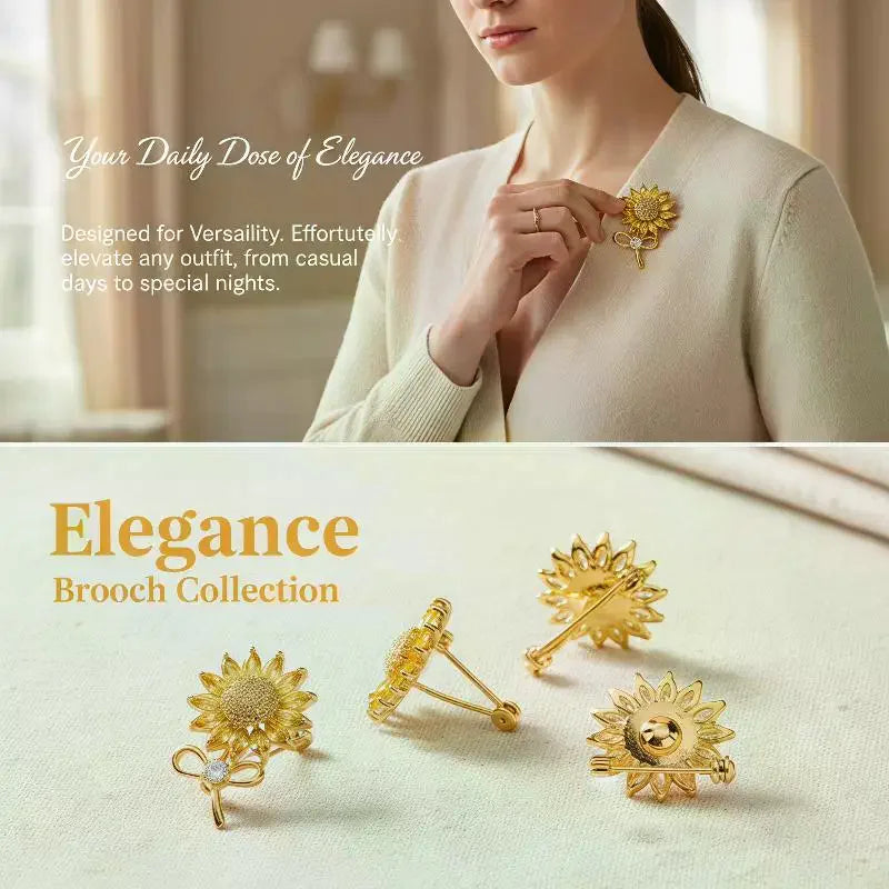 Sunflower Brooch Women's Pastoral Style - Handmade Sunny Fresh Flower Pin for Clothing Qme