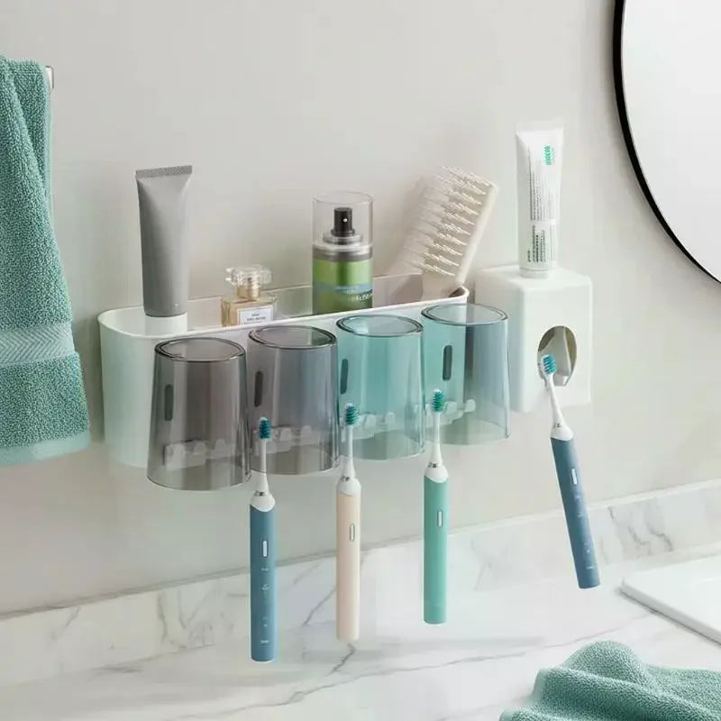 Multifunctional Toothbrush Holder Mug Wall Mounted Perforation-free Qme